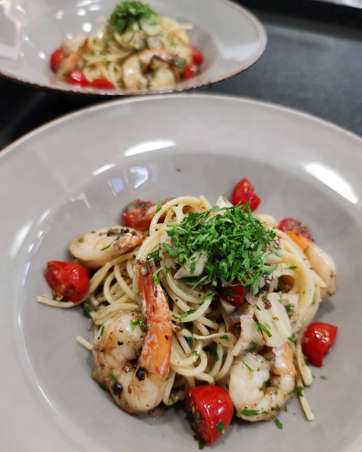 krewetki aglio e olio niechorze smazalnia ryb kergulena